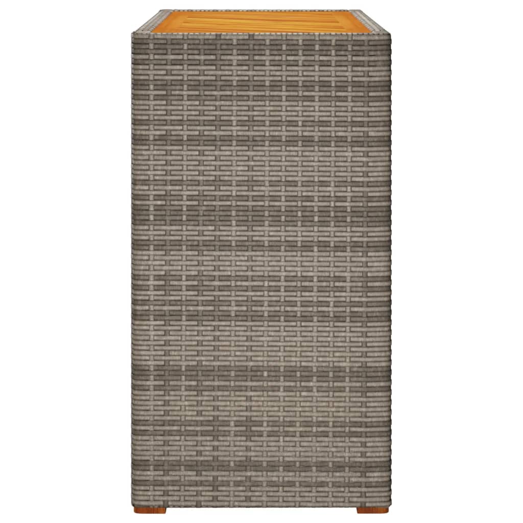 Tuinbijzettafel met houten blad 100x40x75 cm poly rattan grijs - AllerleiShop