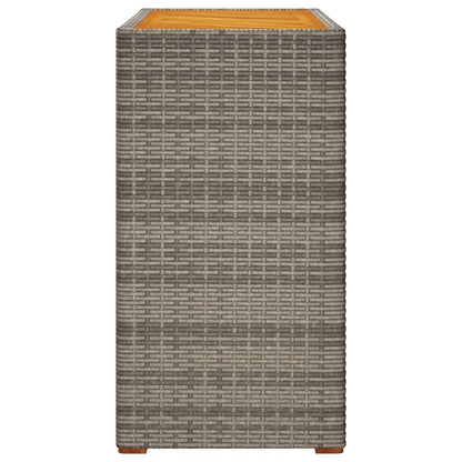 Tuinbijzettafel met houten blad 100x40x75 cm poly rattan grijs - AllerleiShop