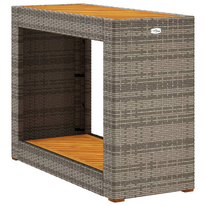 Tuinbijzettafel met houten blad 100x40x75 cm poly rattan grijs - AllerleiShop