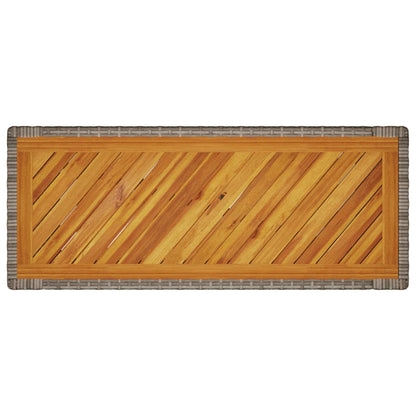 Tuinbijzettafel met houten blad 100x40x75 cm poly rattan grijs - AllerleiShop