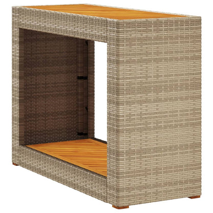 Tuinbijzettafel met houten blad 100x40x75 cm poly rattan beige - AllerleiShop