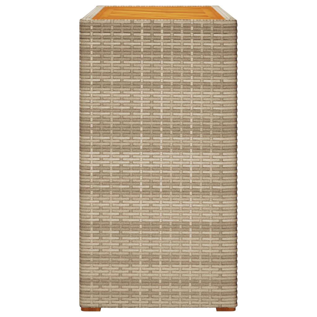 Tuinbijzettafel met houten blad 100x40x75 cm poly rattan beige - AllerleiShop