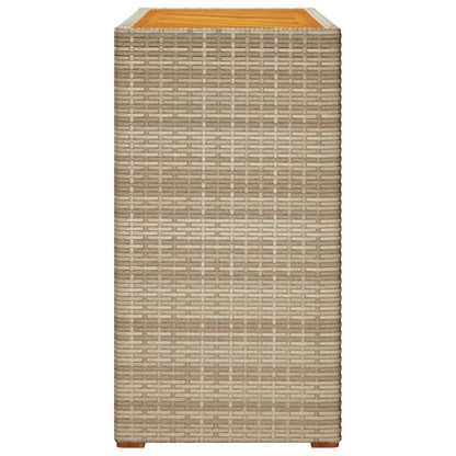 Tuinbijzettafel met houten blad 100x40x75 cm poly rattan beige - AllerleiShop