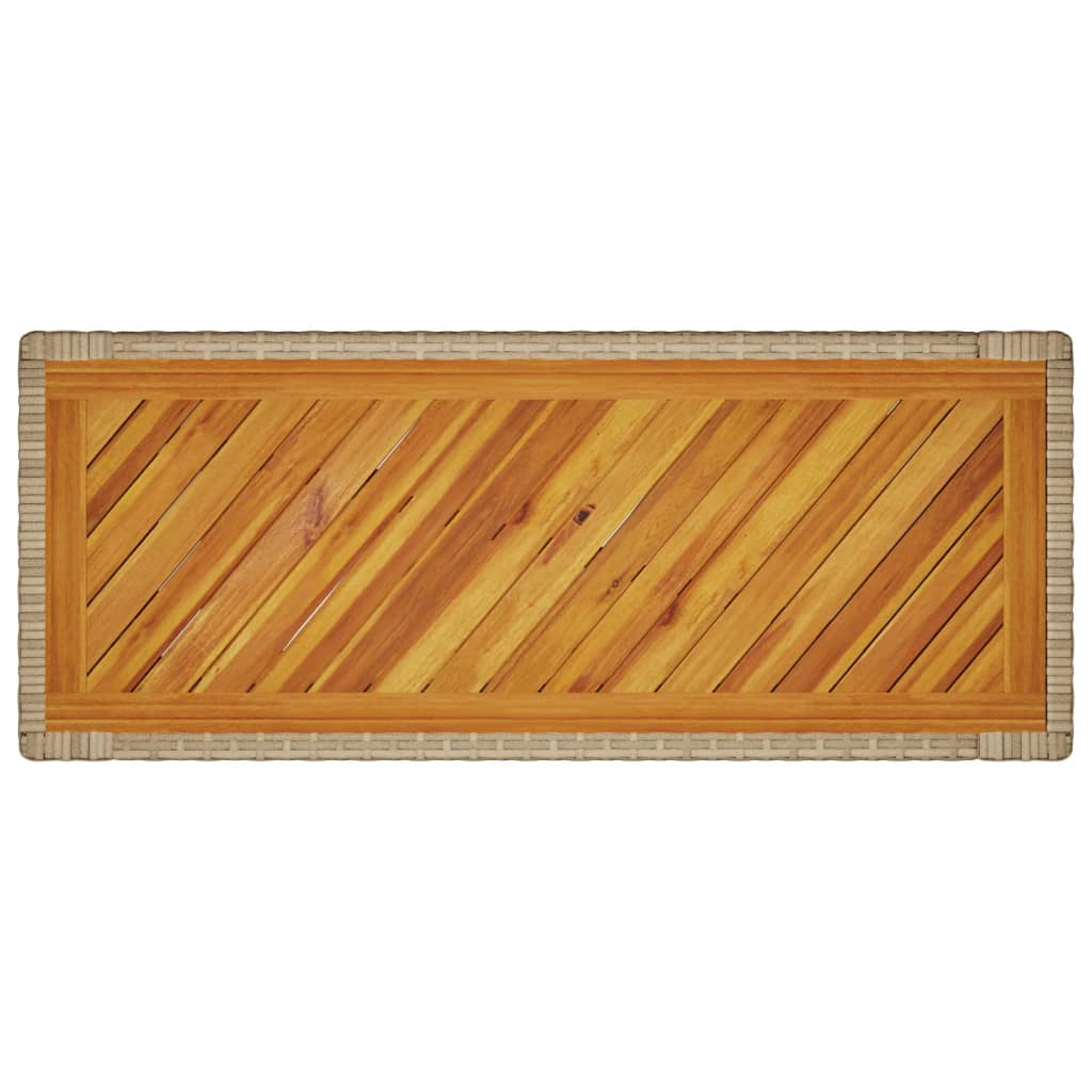 Tuinbijzettafel met houten blad 100x40x75 cm poly rattan beige - AllerleiShop