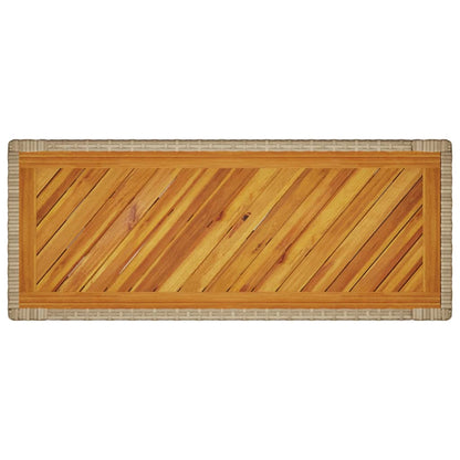 Tuinbijzettafel met houten blad 100x40x75 cm poly rattan beige - AllerleiShop