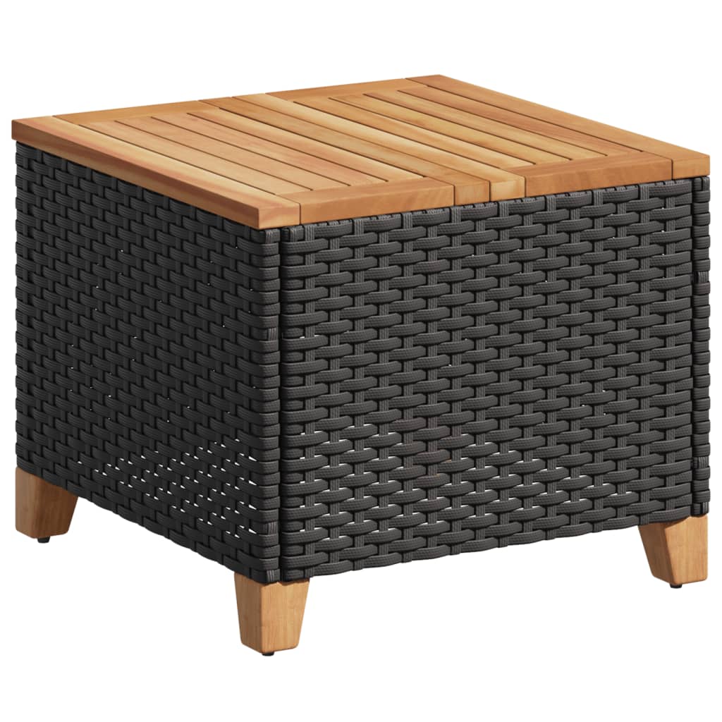 Tuintafel 45x45x37 cm poly rattan en acaciahout zwart - AllerleiShop