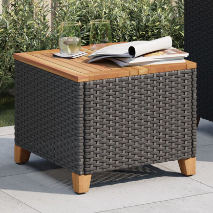 Tuintafel 45x45x37 cm poly rattan en acaciahout zwart - AllerleiShop