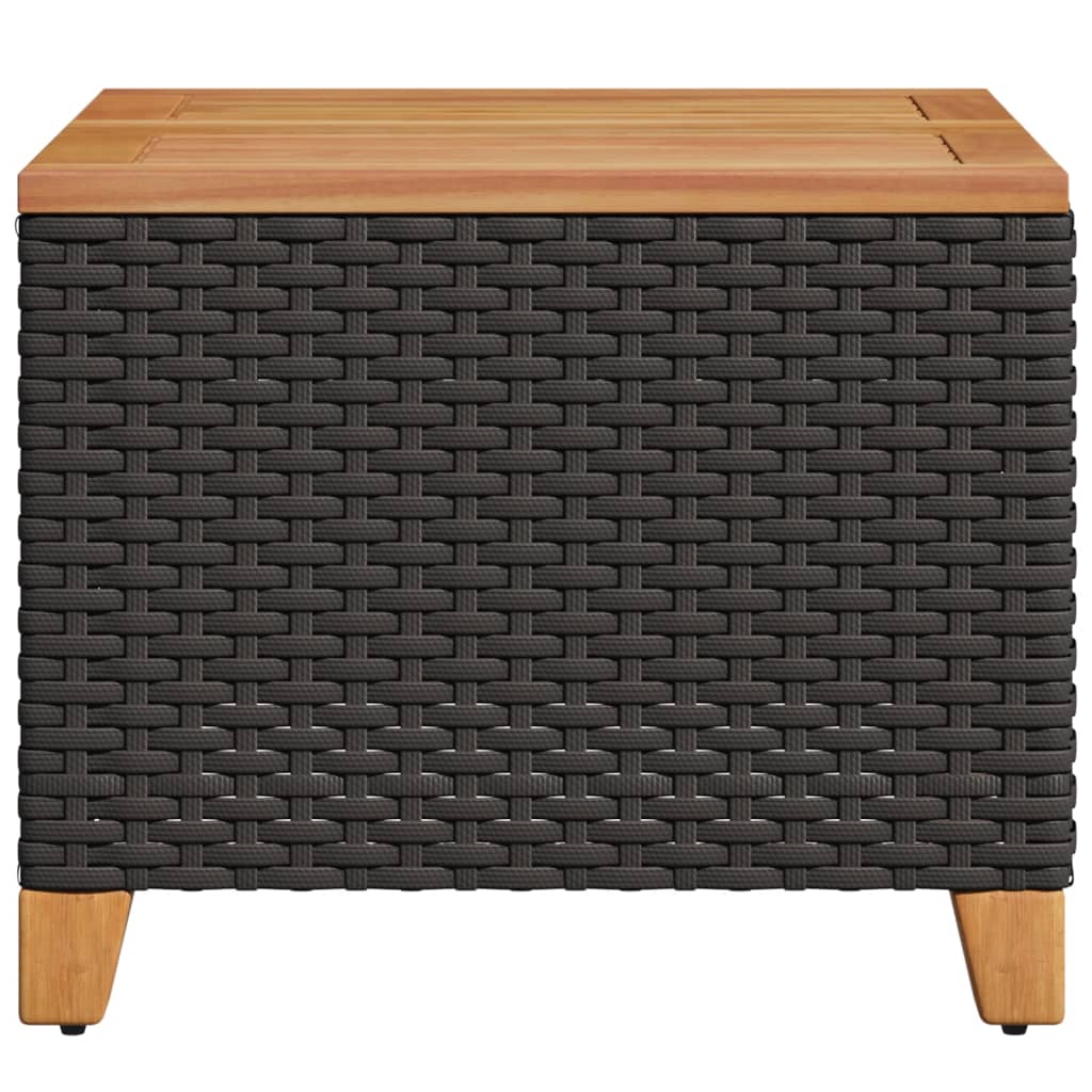 Tuintafel 45x45x37 cm poly rattan en acaciahout zwart - AllerleiShop