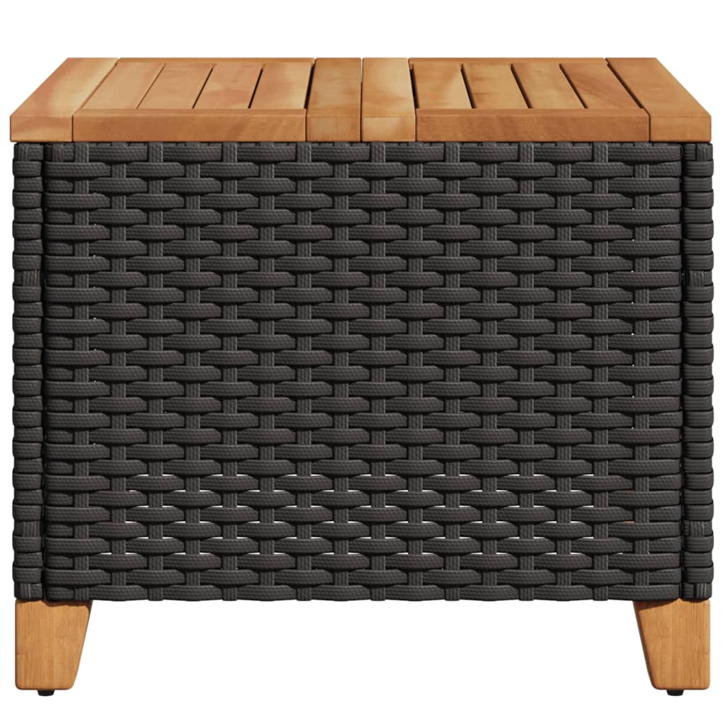 Tuintafel 45x45x37 cm poly rattan en acaciahout zwart - AllerleiShop