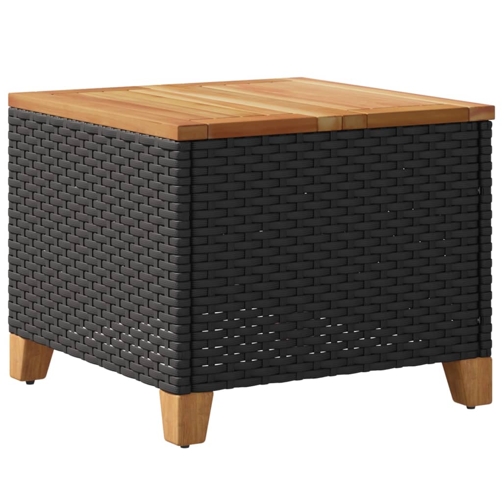 Tuintafel 45x45x37 cm poly rattan en acaciahout zwart - AllerleiShop