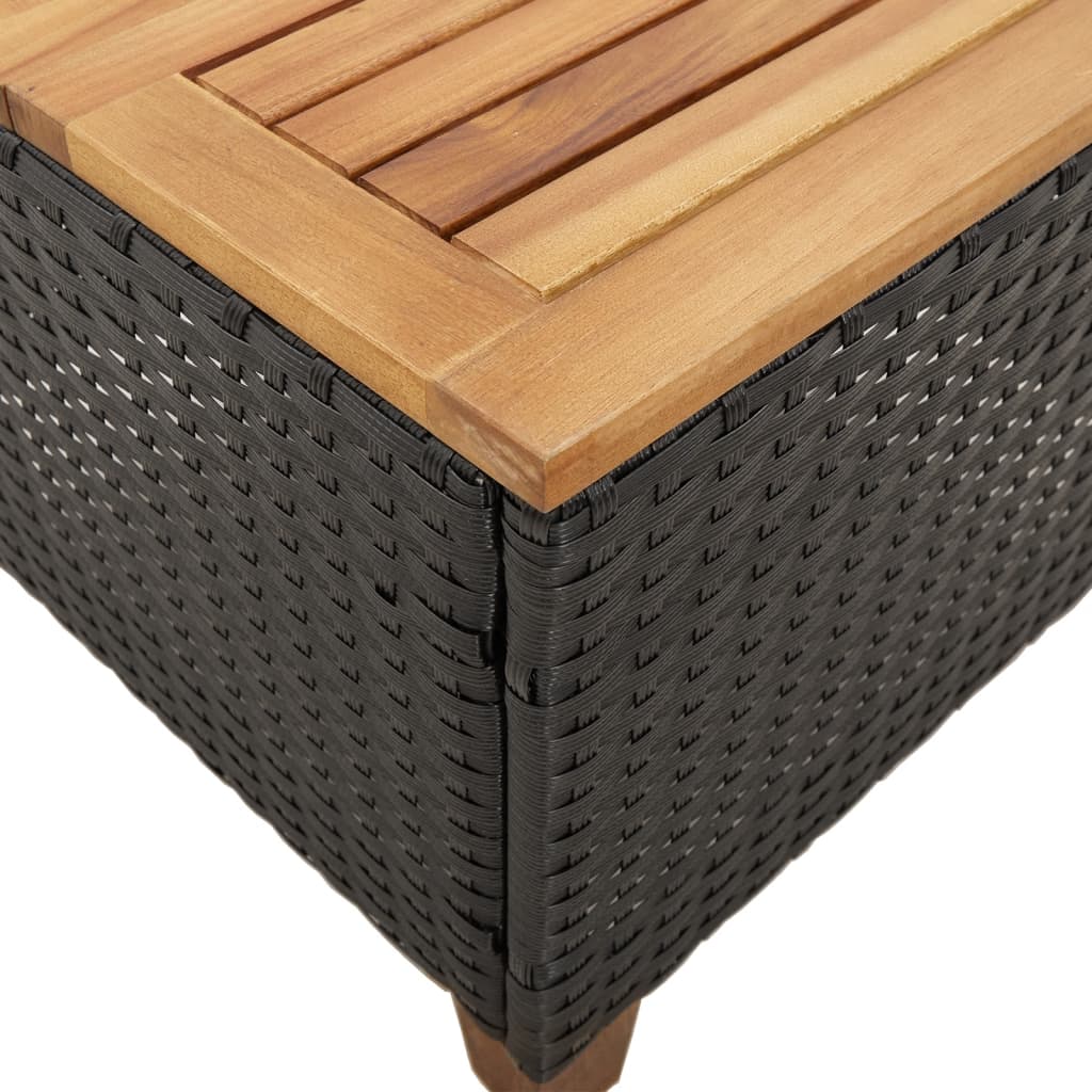 Tuintafel 45x45x37 cm poly rattan en acaciahout zwart - AllerleiShop