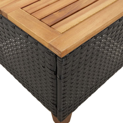 Tuintafel 45x45x37 cm poly rattan en acaciahout zwart - AllerleiShop