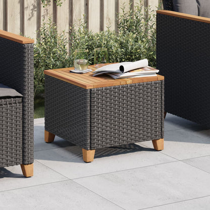 Tuintafel 45x45x37 cm poly rattan en acaciahout zwart - AllerleiShop