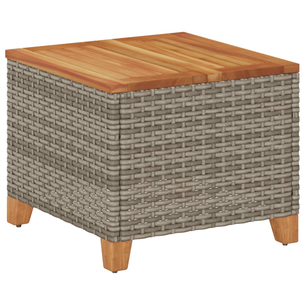 Tuintafel 45x45x37 cm poly rattan en acaciahout grijs - AllerleiShop