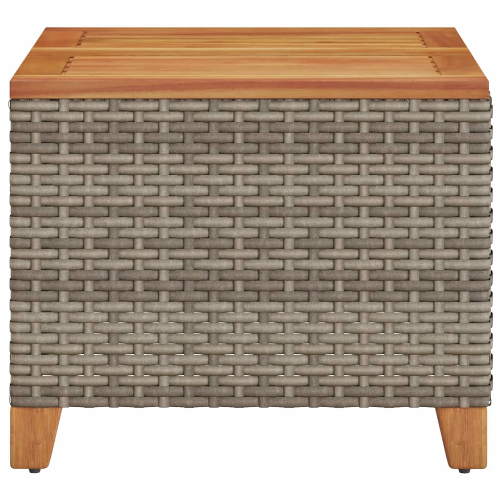 Tuintafel 45x45x37 cm poly rattan en acaciahout grijs - AllerleiShop