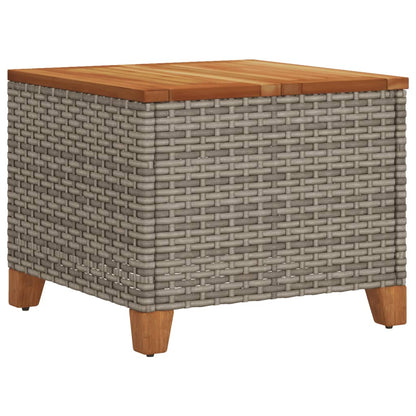 Tuintafel 45x45x37 cm poly rattan en acaciahout grijs - AllerleiShop