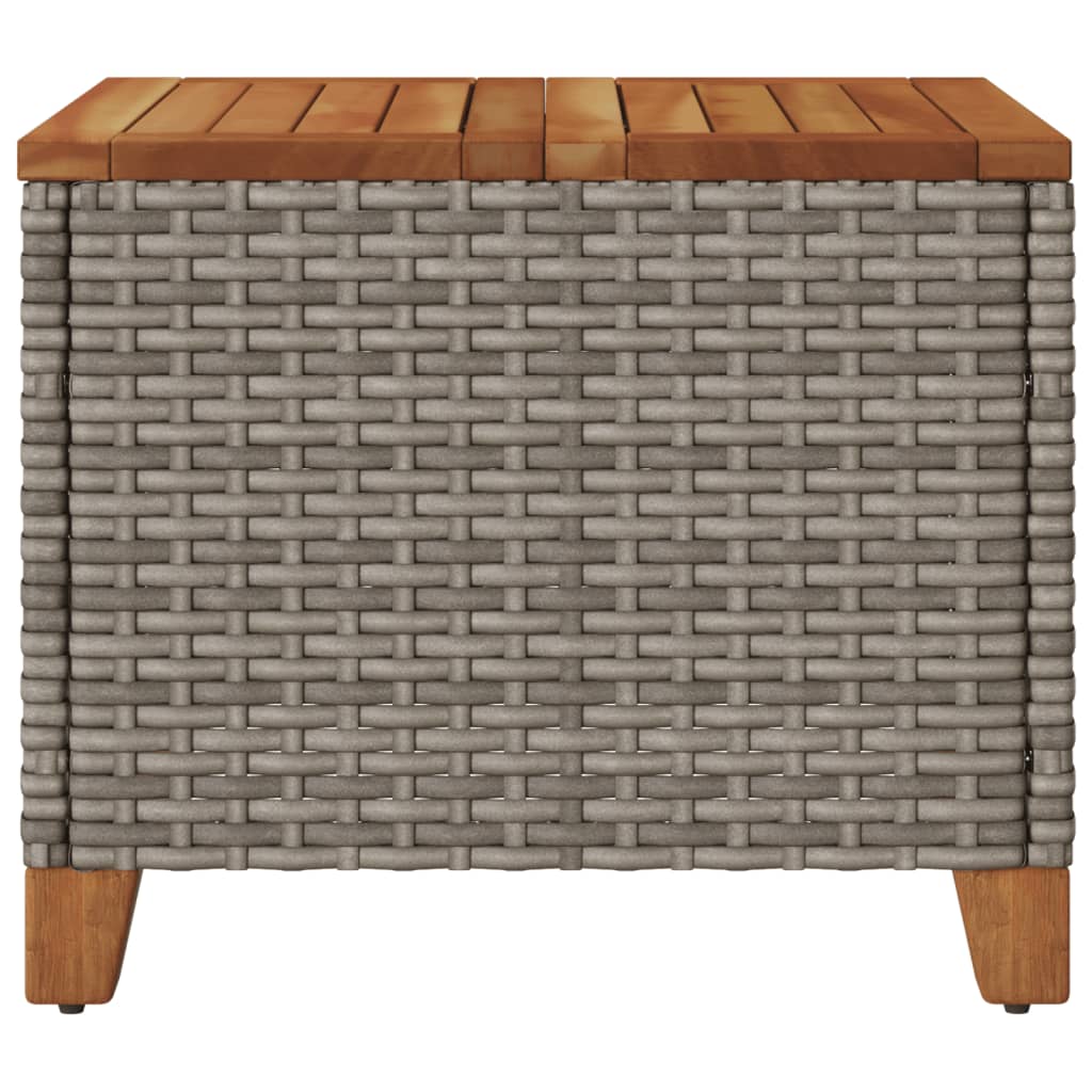 Tuintafel 45x45x37 cm poly rattan en acaciahout grijs - AllerleiShop