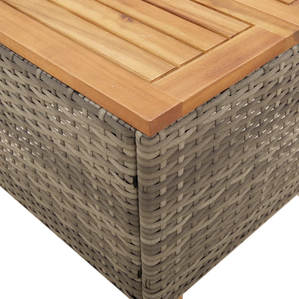 Tuintafel 45x45x37 cm poly rattan en acaciahout grijs - AllerleiShop