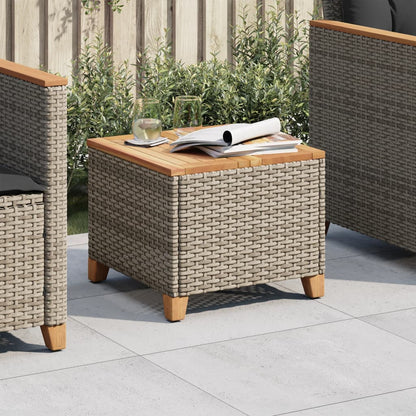 Tuintafel 45x45x37 cm poly rattan en acaciahout grijs - AllerleiShop