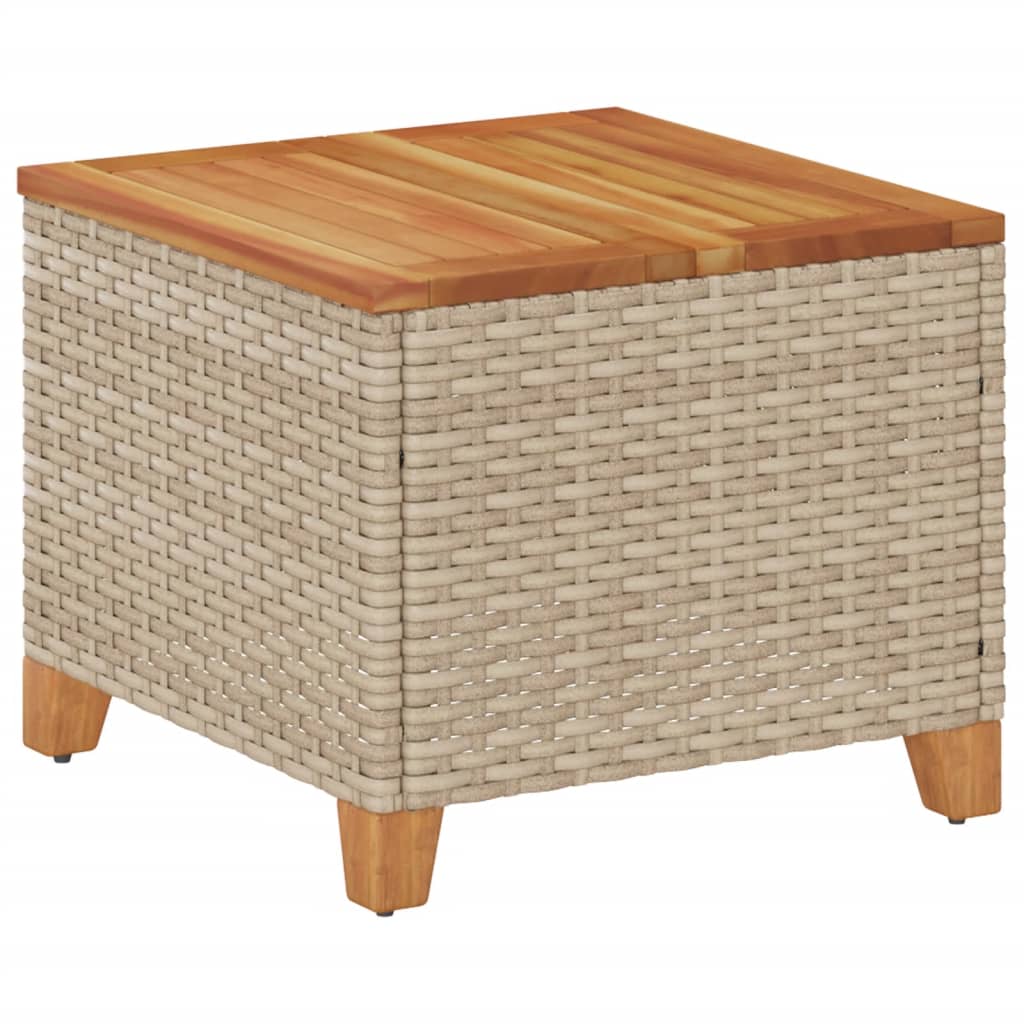 Tuintafel 45x45x37 cm poly rattan en acaciahout beige - AllerleiShop