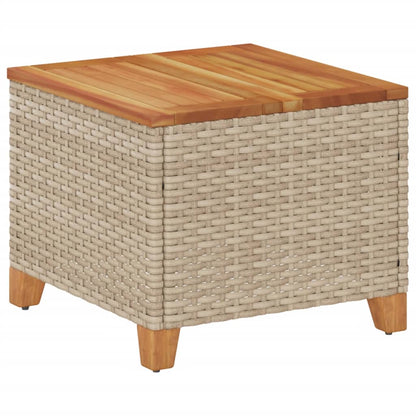 Tuintafel 45x45x37 cm poly rattan en acaciahout beige - AllerleiShop