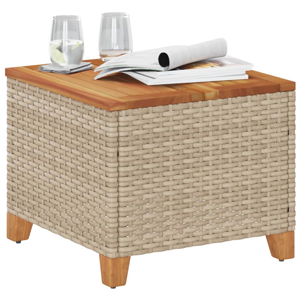 Tuintafel 45x45x37 cm poly rattan en acaciahout beige - AllerleiShop