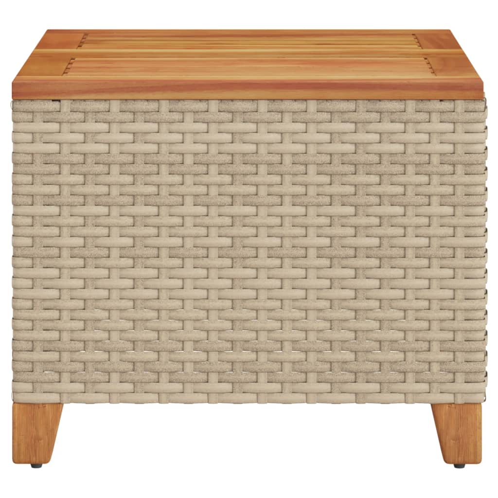 Tuintafel 45x45x37 cm poly rattan en acaciahout beige - AllerleiShop