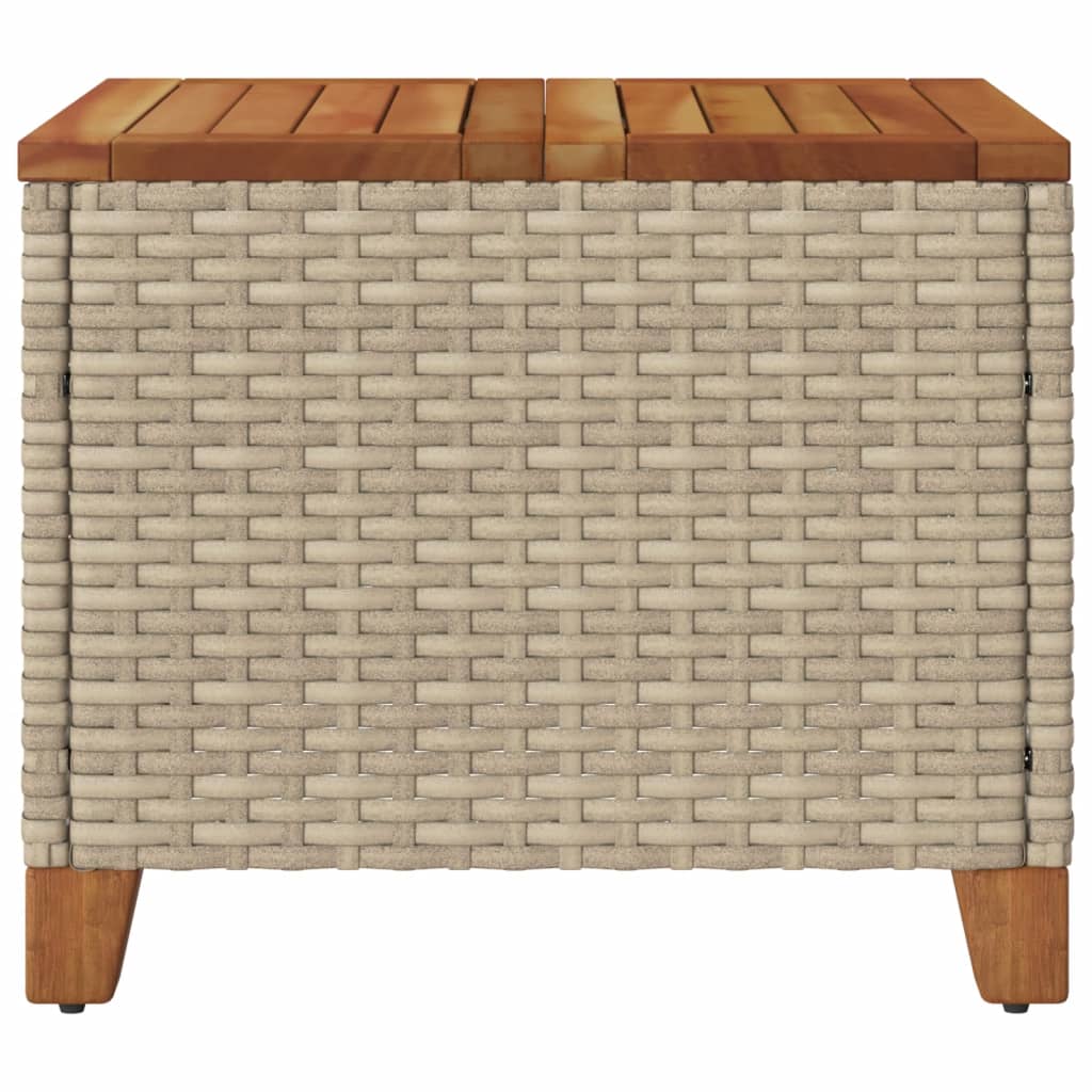 Tuintafel 45x45x37 cm poly rattan en acaciahout beige - AllerleiShop