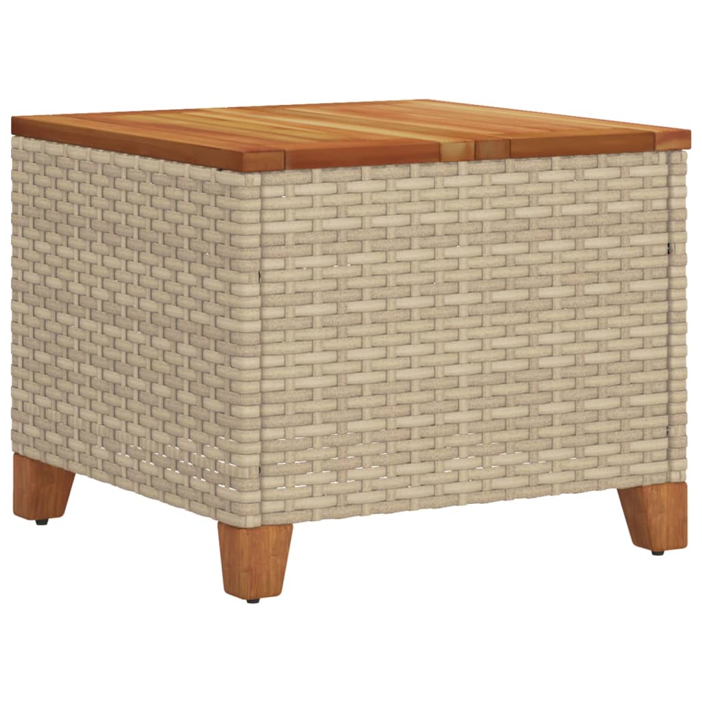 Tuintafel 45x45x37 cm poly rattan en acaciahout beige - AllerleiShop