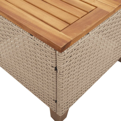 Tuintafel 45x45x37 cm poly rattan en acaciahout beige - AllerleiShop