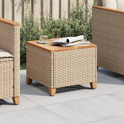 Tuintafel 45x45x37 cm poly rattan en acaciahout beige - AllerleiShop