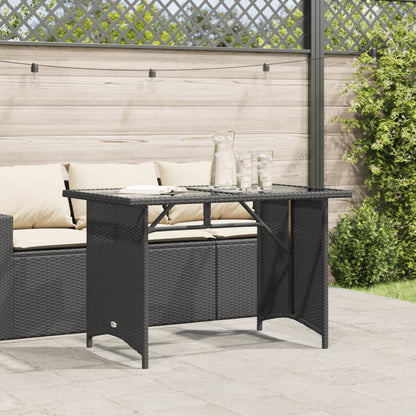 Tuintafel met glazen blad 110x68x70 cm poly rattan zwart - AllerleiShop