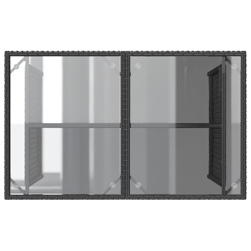 Tuintafel met glazen blad 110x68x70 cm poly rattan zwart - AllerleiShop