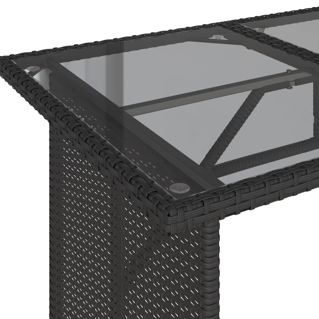 Tuintafel met glazen blad 110x68x70 cm poly rattan zwart - AllerleiShop