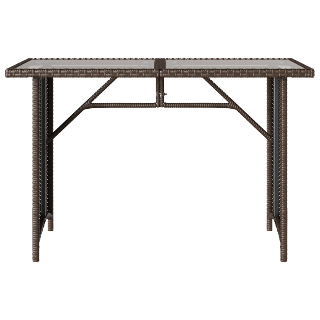 Tuintafel met glazen blad 110x68x70 cm poly rattan bruin - AllerleiShop