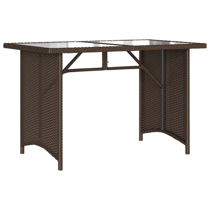 Tuintafel met glazen blad 110x68x70 cm poly rattan bruin - AllerleiShop