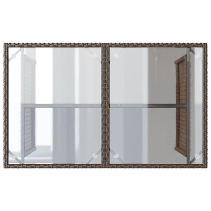 Tuintafel met glazen blad 110x68x70 cm poly rattan bruin - AllerleiShop