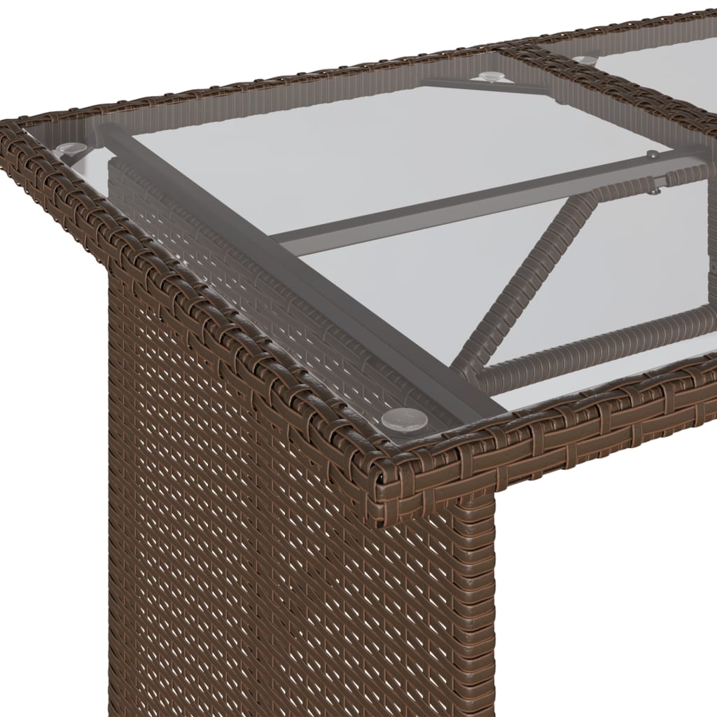 Tuintafel met glazen blad 110x68x70 cm poly rattan bruin - AllerleiShop