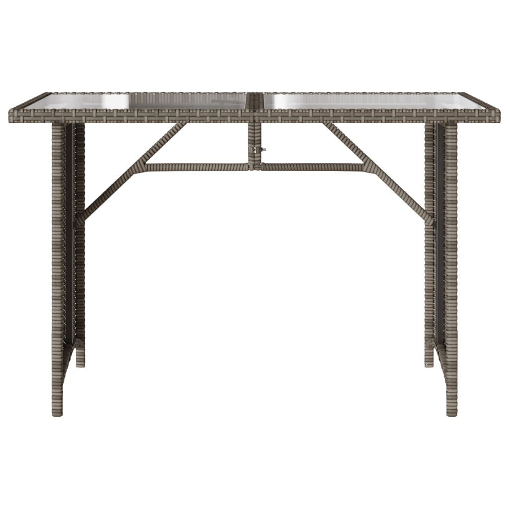 Tuintafel met glazen blad 110x68x70 cm poly rattan grijs - AllerleiShop