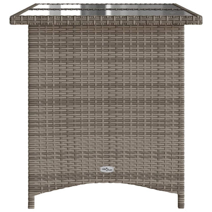 Tuintafel met glazen blad 110x68x70 cm poly rattan grijs - AllerleiShop