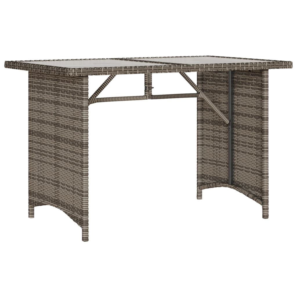 Tuintafel met glazen blad 110x68x70 cm poly rattan grijs - AllerleiShop