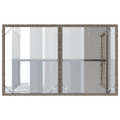 Tuintafel met glazen blad 110x68x70 cm poly rattan grijs - AllerleiShop