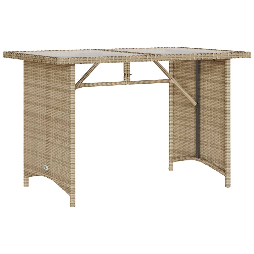 Tuintafel met glazen blad 110x68x70 cm poly rattan beige - AllerleiShop