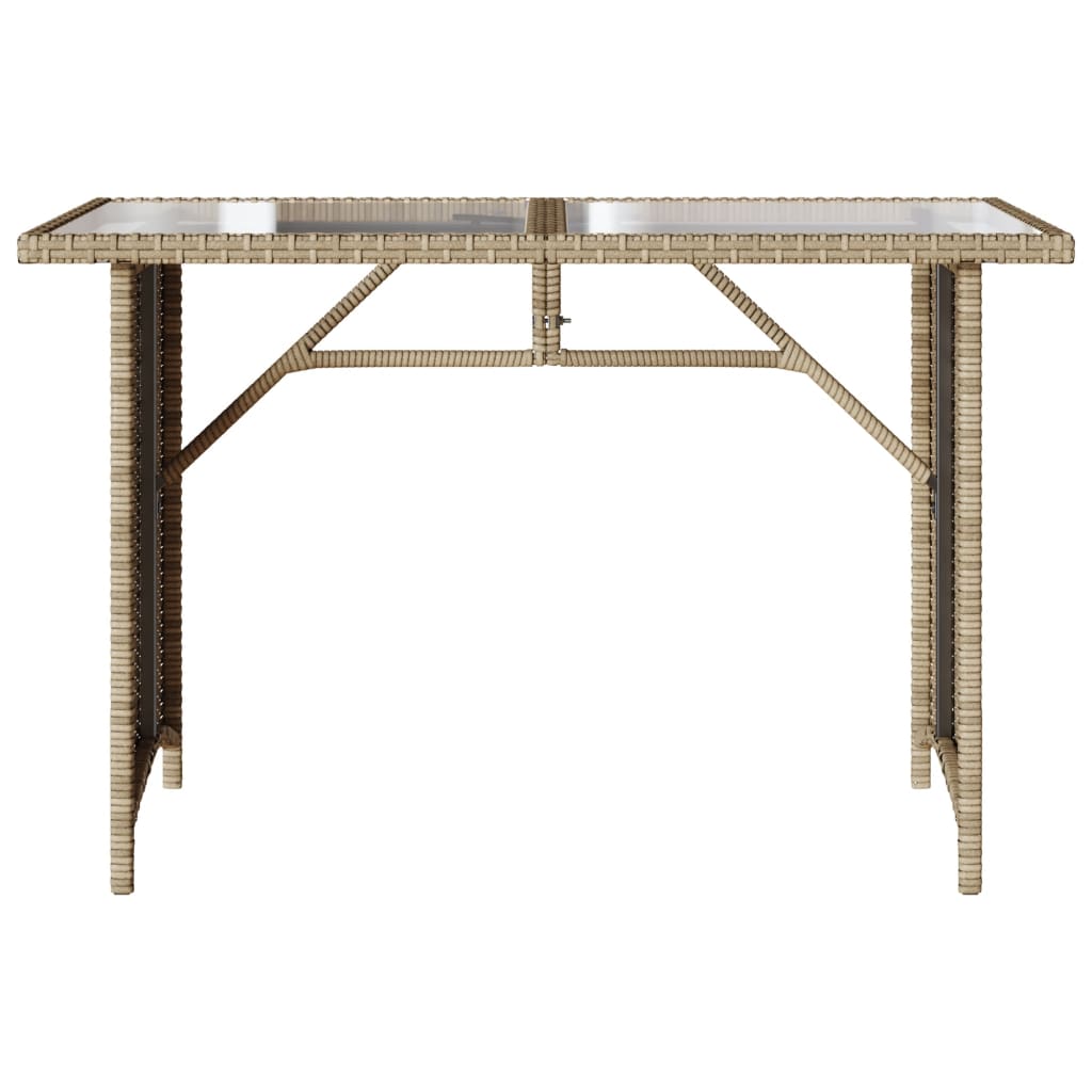 Tuintafel met glazen blad 110x68x70 cm poly rattan beige - AllerleiShop