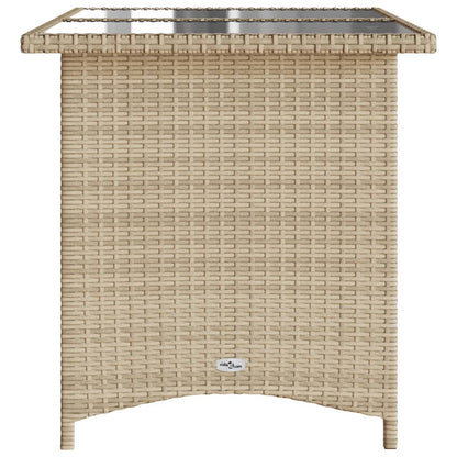 Tuintafel met glazen blad 110x68x70 cm poly rattan beige - AllerleiShop