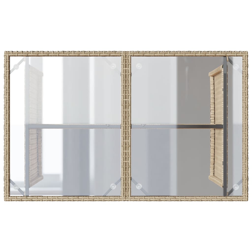 Tuintafel met glazen blad 110x68x70 cm poly rattan beige - AllerleiShop