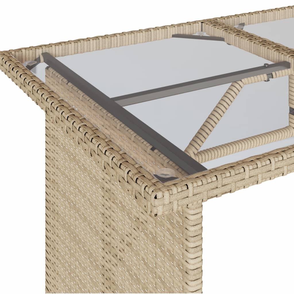 Tuintafel met glazen blad 110x68x70 cm poly rattan beige - AllerleiShop