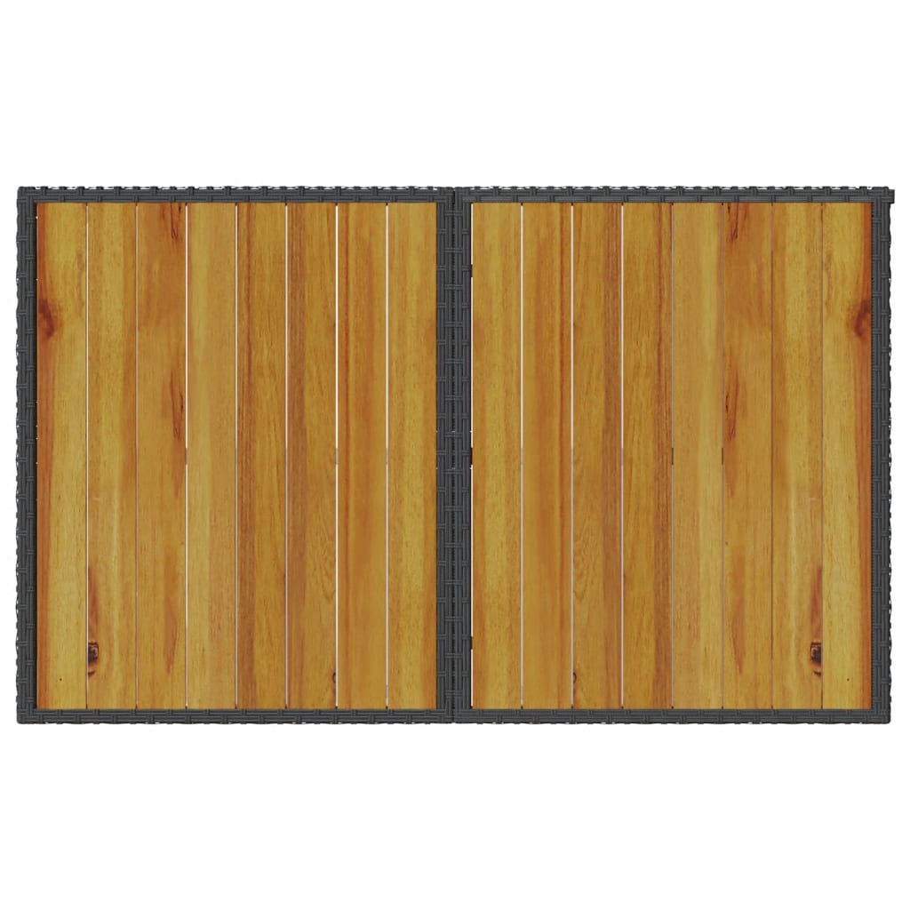 Tuintafel met houten blad 110x68x70 cm poly rattan zwart - AllerleiShop