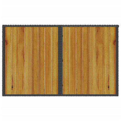 Tuintafel met houten blad 110x68x70 cm poly rattan zwart - AllerleiShop