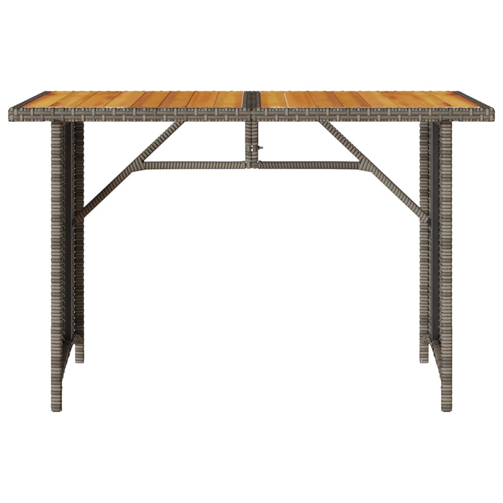 Tuintafel met houten blad 110x68x70 cm poly rattan grijs - AllerleiShop